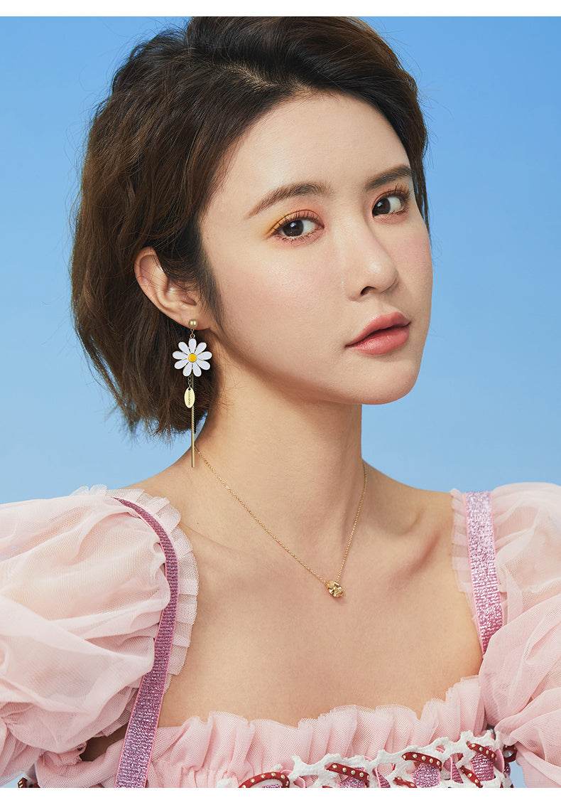 Long Tassel Asymmetric Flower Earrings - terrifictrend