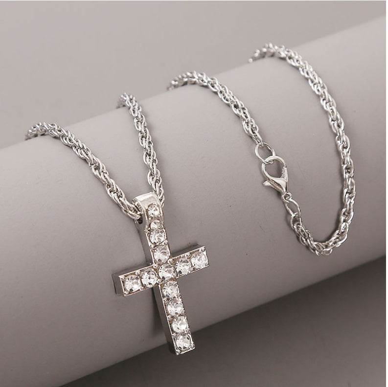 Cross Pendant Necklaces For Women Men Punk Hiphop Rope Chain On Neck Rapper Jewelry - terrifictrend