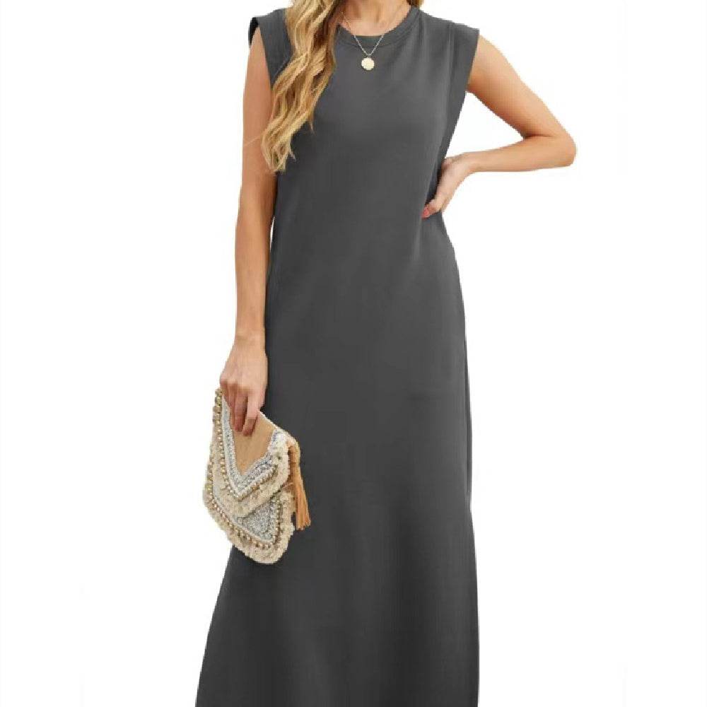 Summer Sleeveless Slit Dress With Pockets Casual Loose Long Dresses For Womens Clothing - terrifictrend
