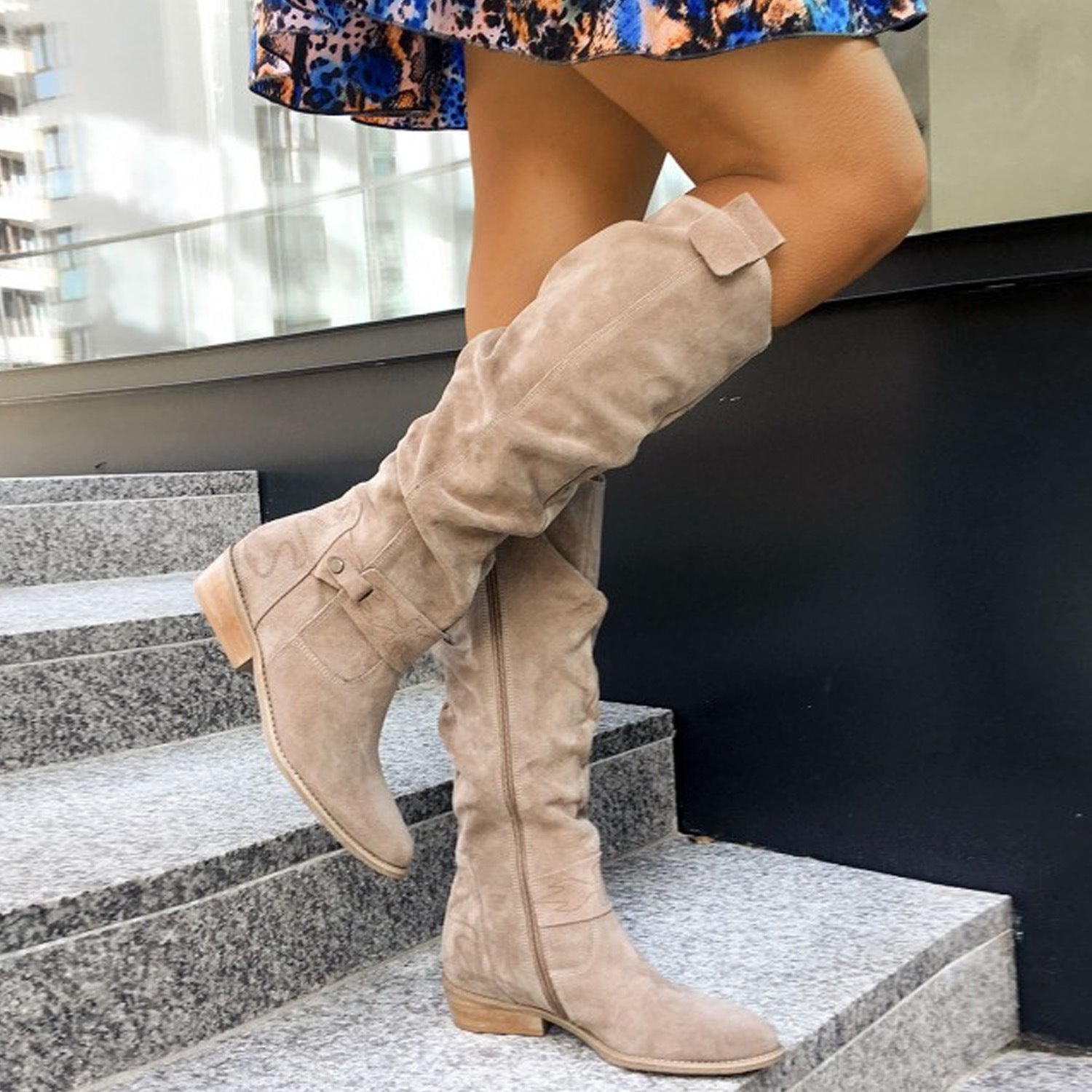 Low Heel Side Zipper High Top Women Boots Cj