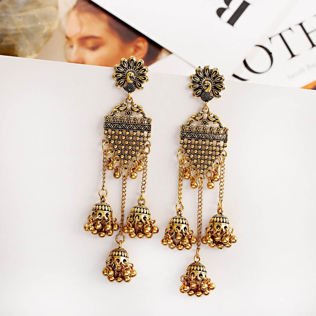 Bohemian Ethnic Earrings Retro Nostalgic Hollow Bell Long Earrings - terrifictrend