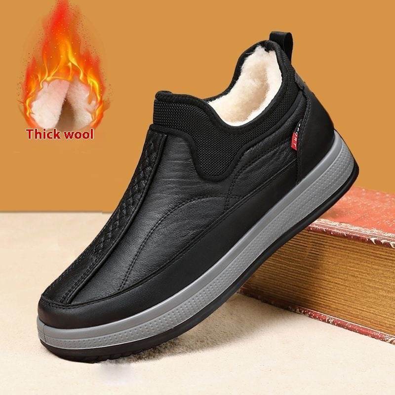 Winter Warm Fleece Snow Boots Round-toed Platform Ankle Boot Fashion Simple Non-slip Flat Cotton Shoes Men - terrifictrend