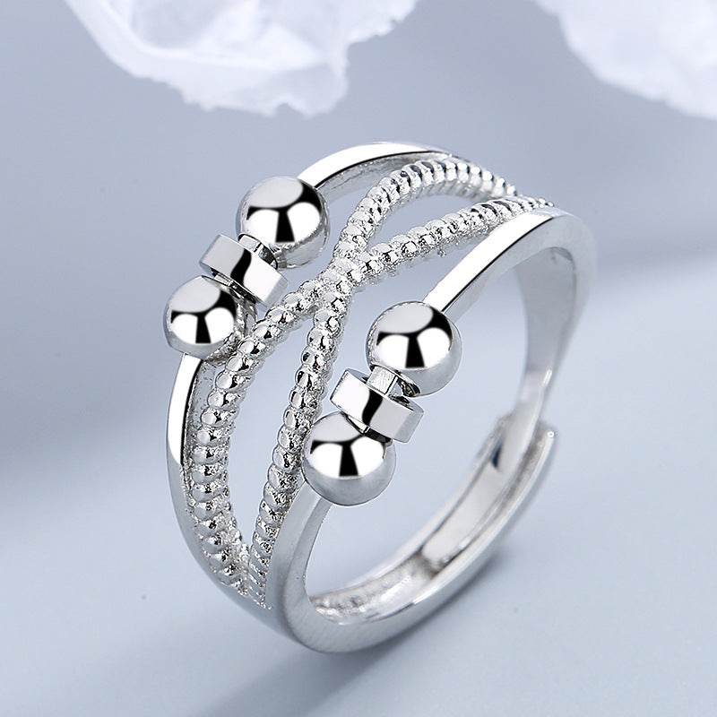 Rotatable Ring With Open Design Fashion Double-layered Hollow Line Anxiety Relief Rings For Women - terrifictrend