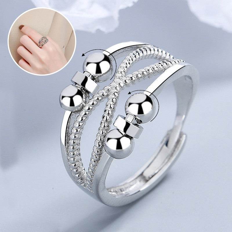 Rotatable Ring With Open Design Fashion Double-layered Hollow Line Anxiety Relief Rings For Women - terrifictrend