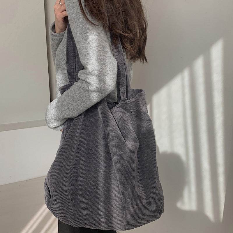 Washed Corduroy Handbag Simple Retro One Shoulder Women's Bag - terrifictrend