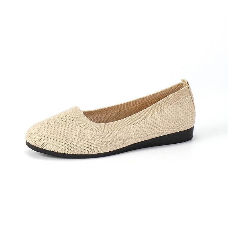 Round Toe Flats Shoes Casual Comfortable Soft Slip On Knit Mesh Shoes For Women - terrifictrend