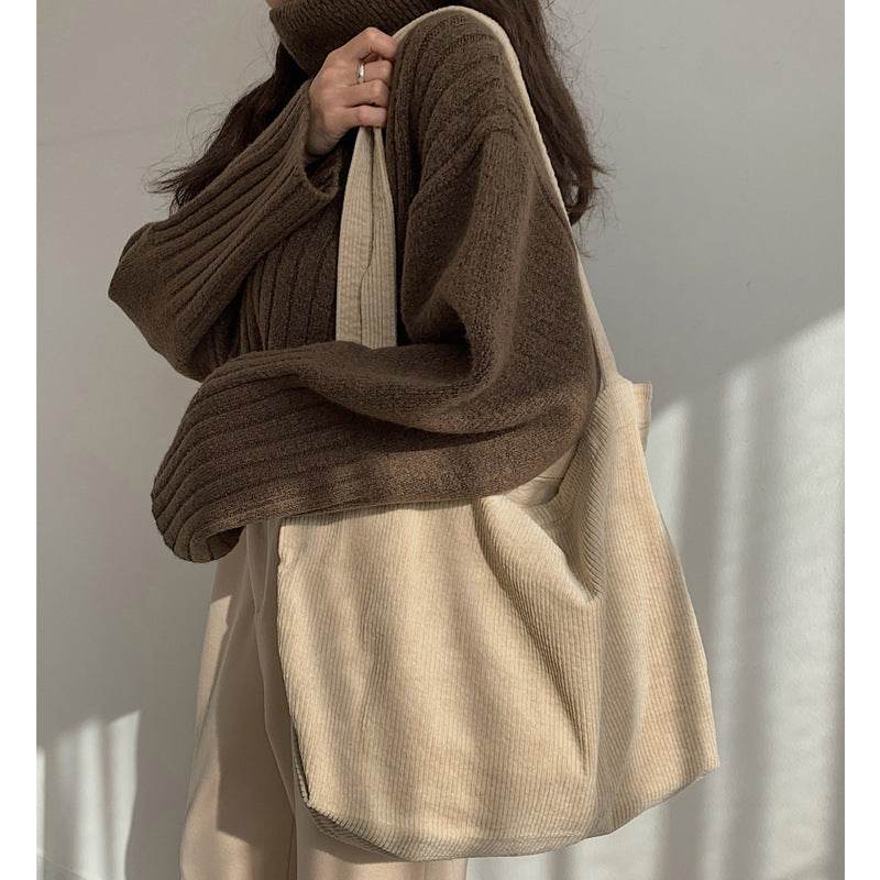 Washed Corduroy Handbag Simple Retro One Shoulder Women's Bag - terrifictrend