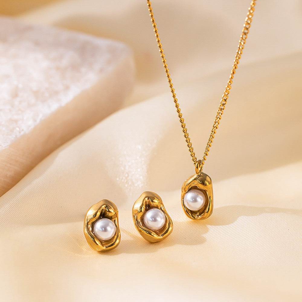 Stainless Steel Necklace Earrings Women's Jewelry Suit - terrifictrend