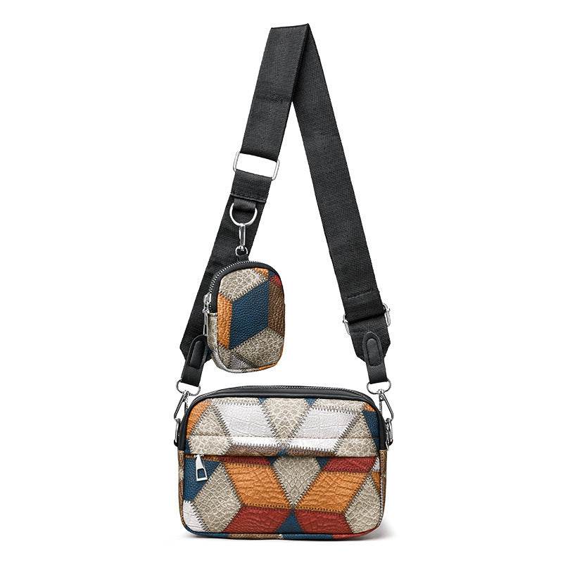 Retro Fashion Stitching Contrast Color Small Square Bag - terrifictrend