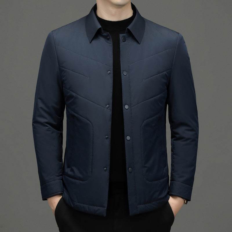 Fall Winter Men Jacket Lapel Fashion Business Lightweight Silk Cotton-padded Coat - terrifictrend