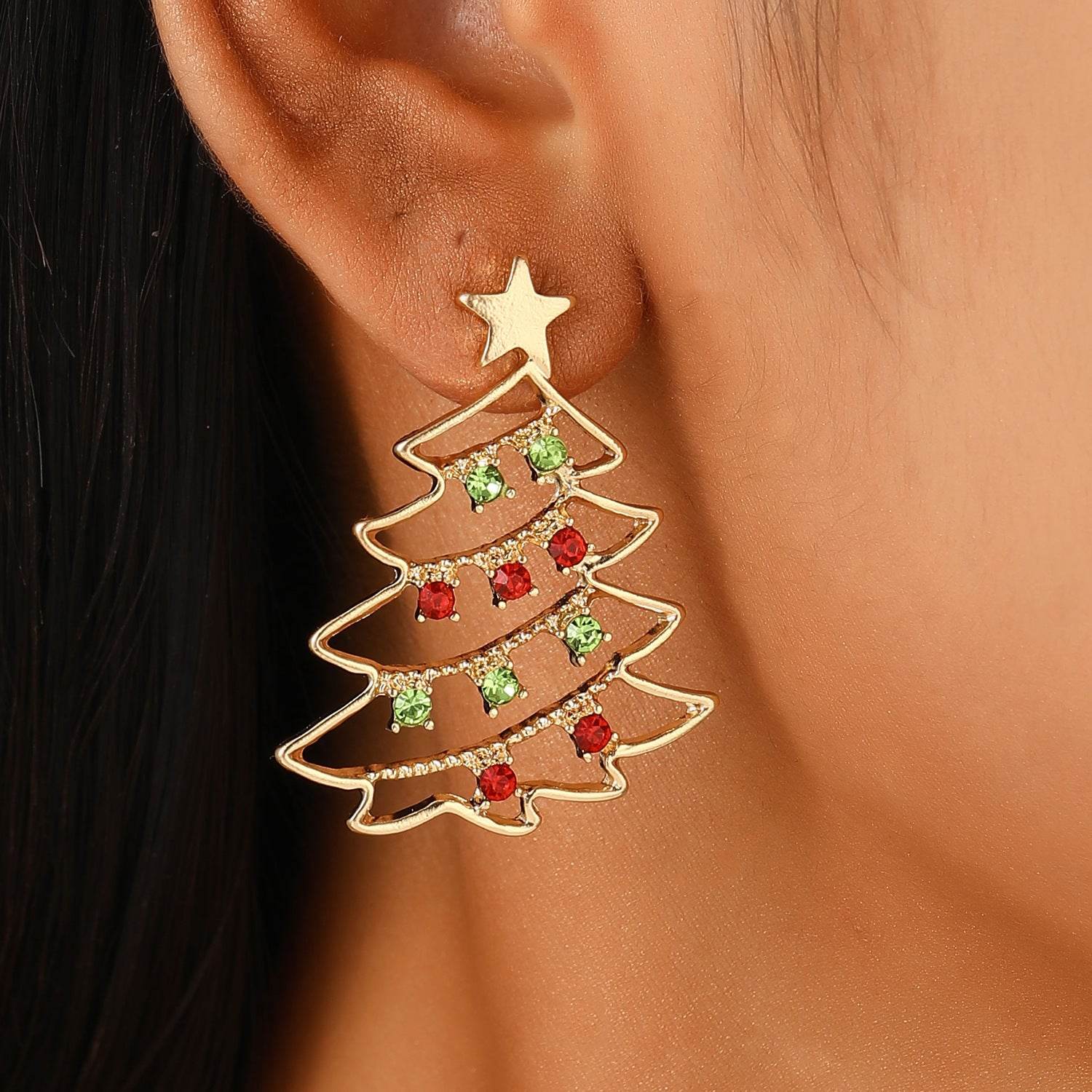 Christmas Earrings With Christmas Tree Colorful Zircon Christmas Tree Earrings For Women Personality Earrings Party Jewelry Christmas Gift - terrifictrend