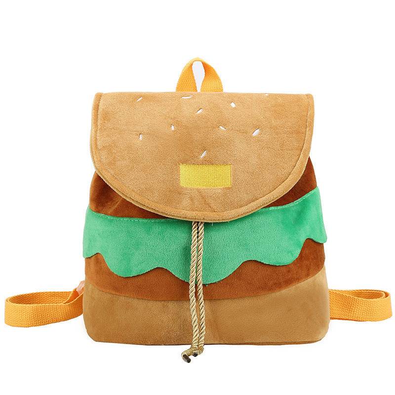 Cute Hamburger Plush Backpack Soft Cartoon Burger Plush Coin Purse Girls Kindergarten School Bookbag Children Kids Pack - terrifictrend