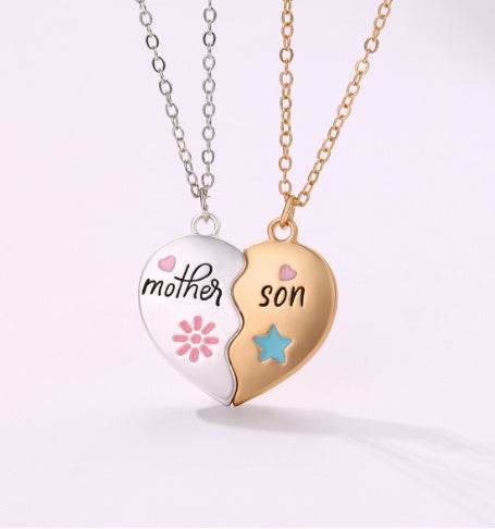 2PCS Set Jewelry Mother Daughter Necklace Matching Heart Magnetic Pendant Fashion Gifts For Mother's Day - terrifictrend
