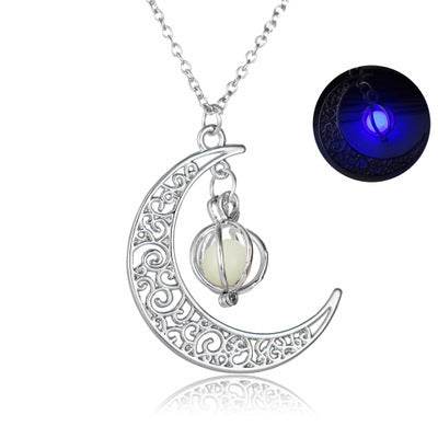 Fashion Moon Natural Glowing Stone Healing Necklace Women Gift Charm Luminous Pendant Necklace Jewelry - terrifictrend
