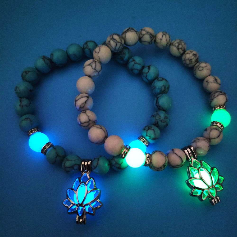 Energy Luminous Lotus Natural Stone Bracelet Yoga Healing Luminous Glow In The Dark Charm Beads Bracelet For Men Women Prayer Buddhism - terrifictrend