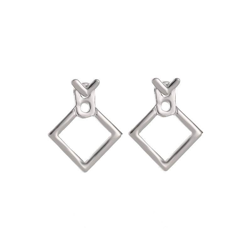Hollow Diamond Square Stud Earrings - terrifictrend