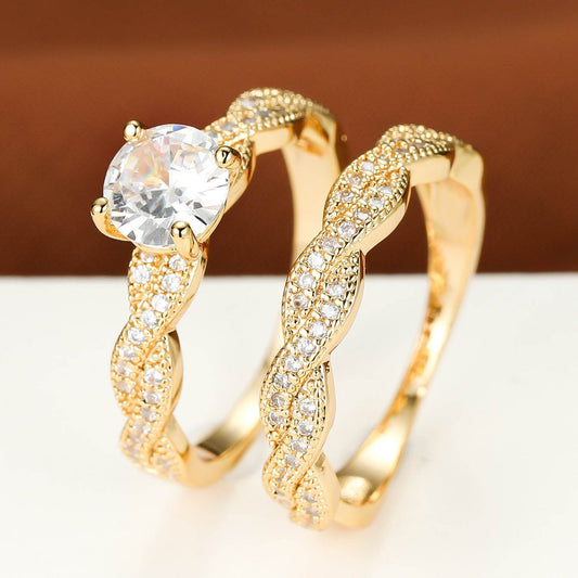 Simple Golden Four-claw Round Cross Twist Ring - terrifictrend