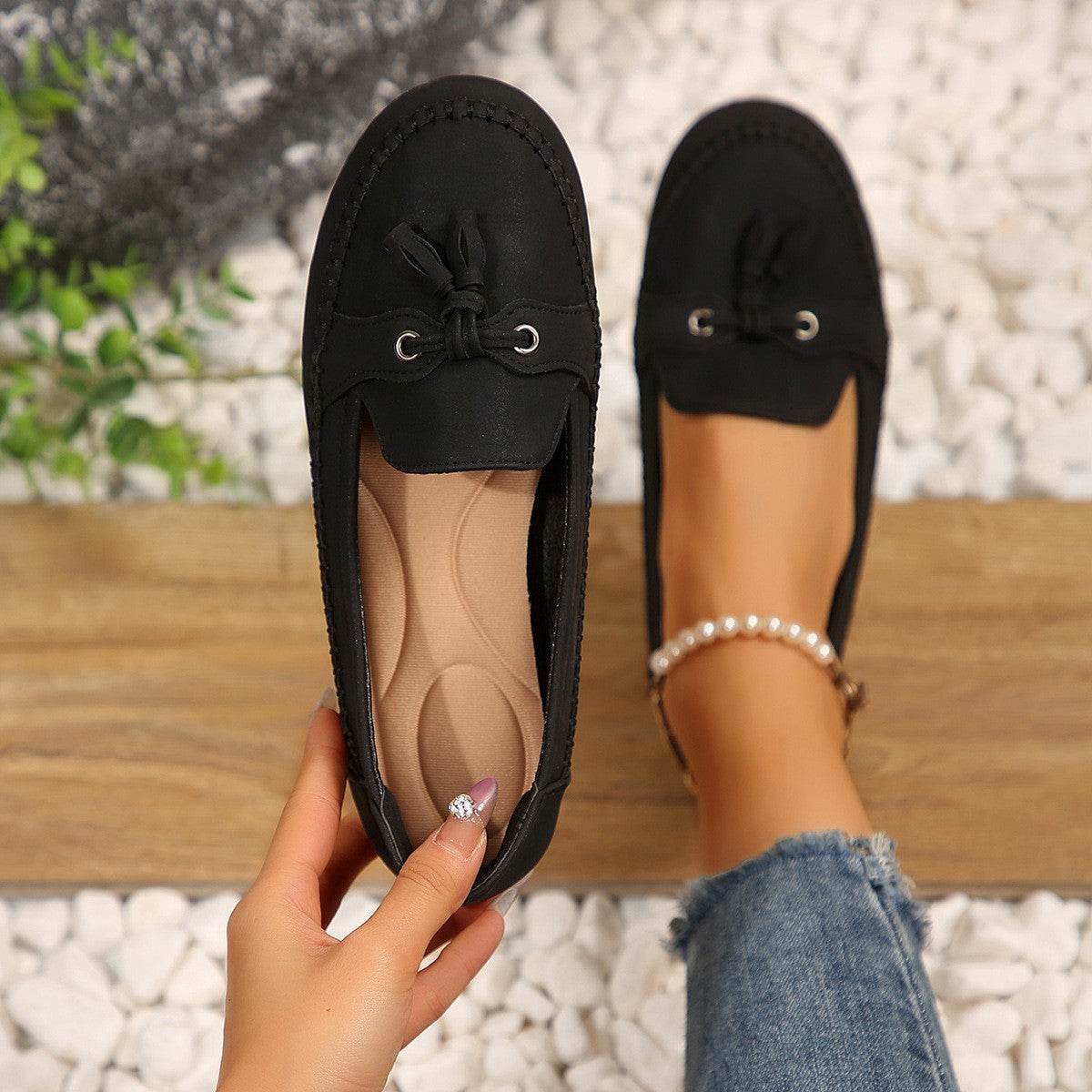 Women's Round Head Loafers Fashion Non-slip Soft Comfortable Flats Shoes - terrifictrend
