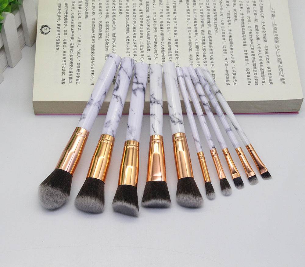 15 Marbled Design Makeup Brushes Set - terrifictrend