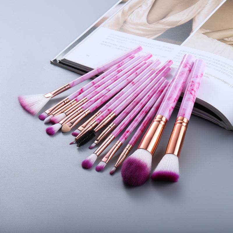 15 Marbled Design Makeup Brushes Set - terrifictrend
