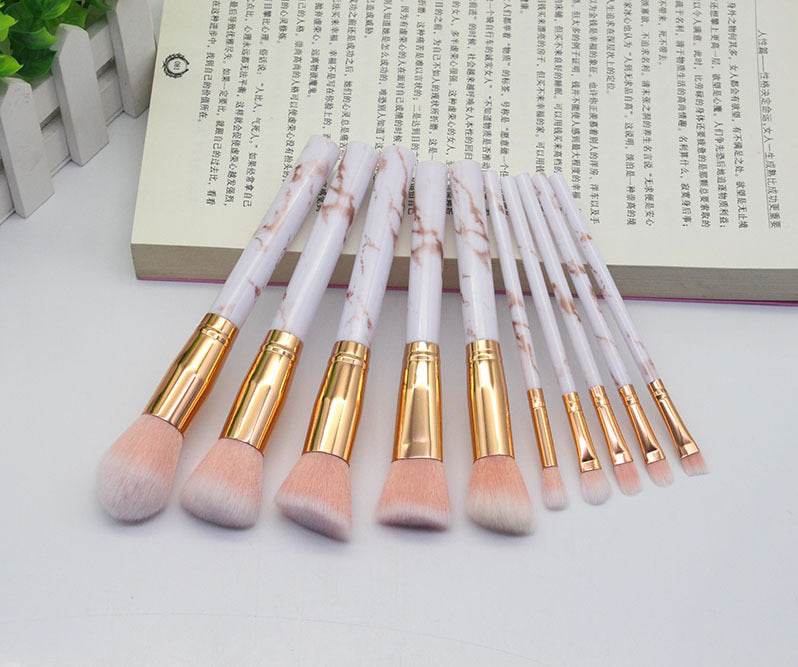 15 Marbled Design Makeup Brushes Set - terrifictrend