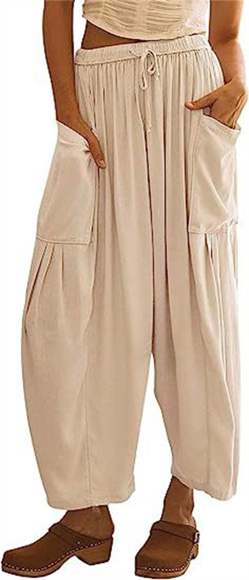Fashion Wide Leg Pants Summer Loose Elastic High Waist Pleated Trousers Solid Color Womens Clothing - terrifictrend