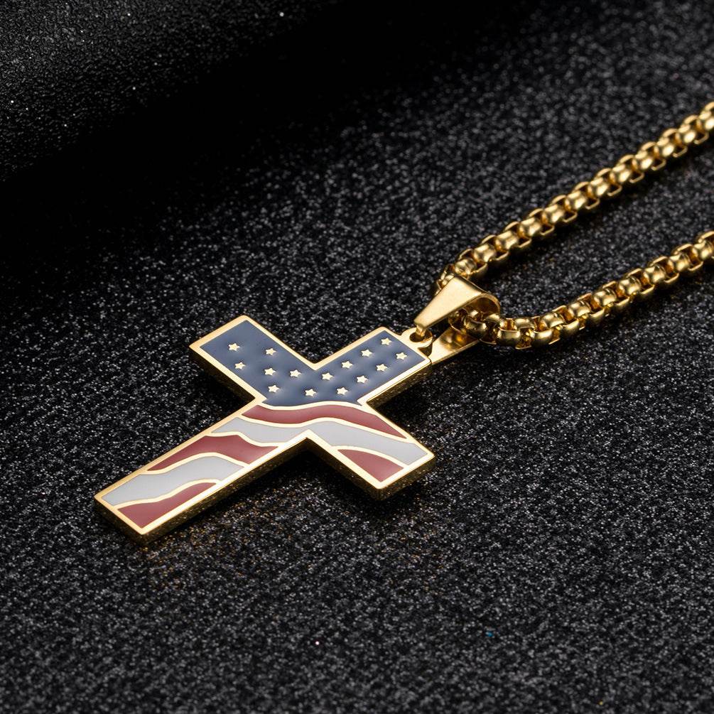 Flag Cross Necklace - terrifictrend