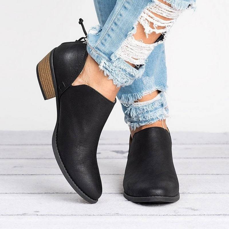 Autumn Women Shoes Retro High Heel Ankle Boots - terrifictrend