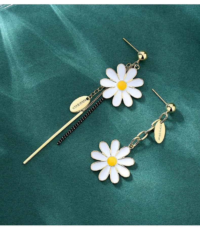 Long Tassel Asymmetric Flower Earrings - terrifictrend