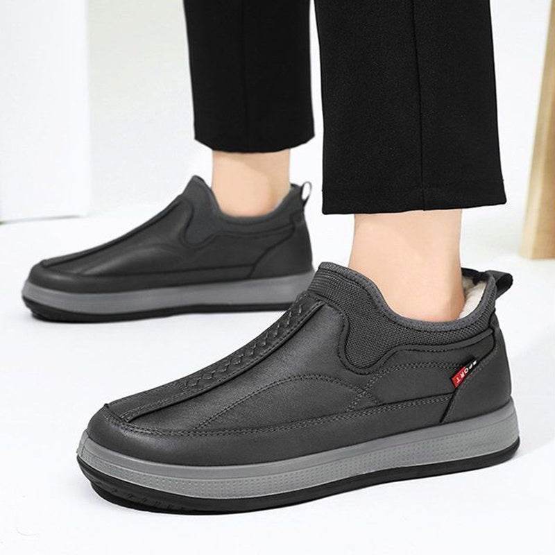 Winter Warm Fleece Snow Boots Round-toed Platform Ankle Boot Fashion Simple Non-slip Flat Cotton Shoes Men - terrifictrend
