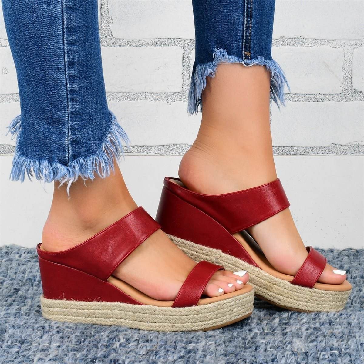 Wedge Heel Slippers Casual Sandals Hemp High Wedge Heel Shoes - terrifictrend