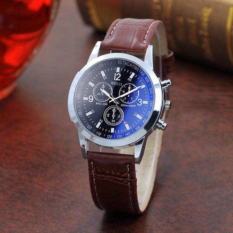 Fashion Blue Glass Belt Men's Watch Watches Men's Quartz Watches - terrifictrend