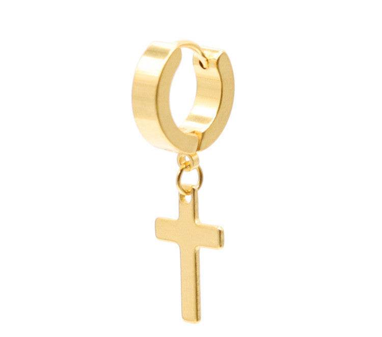 Titanium Steel Men's Cross Earrings Stainless Steel Cross - terrifictrend