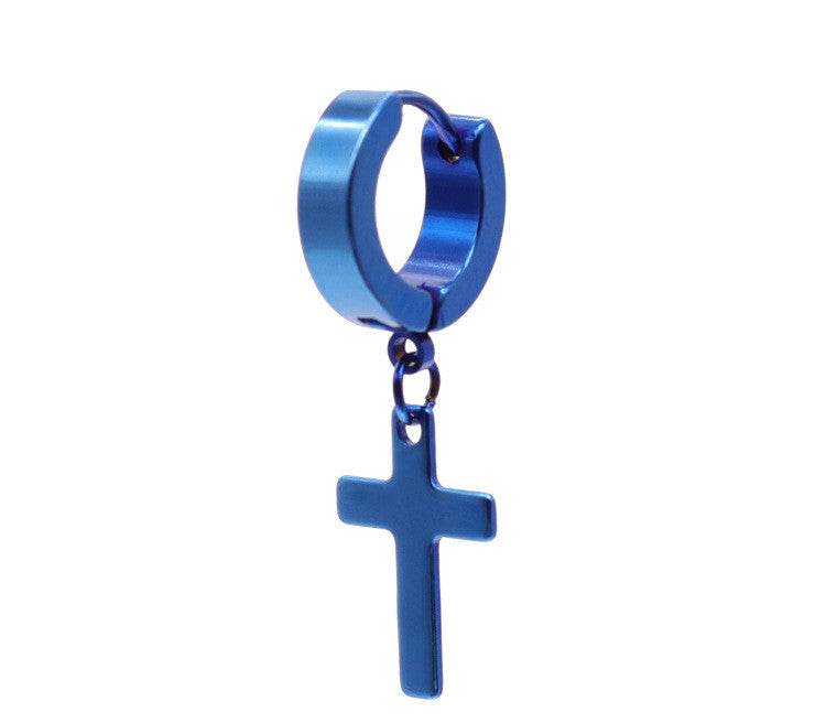 Titanium Steel Men's Cross Earrings Stainless Steel Cross - terrifictrend