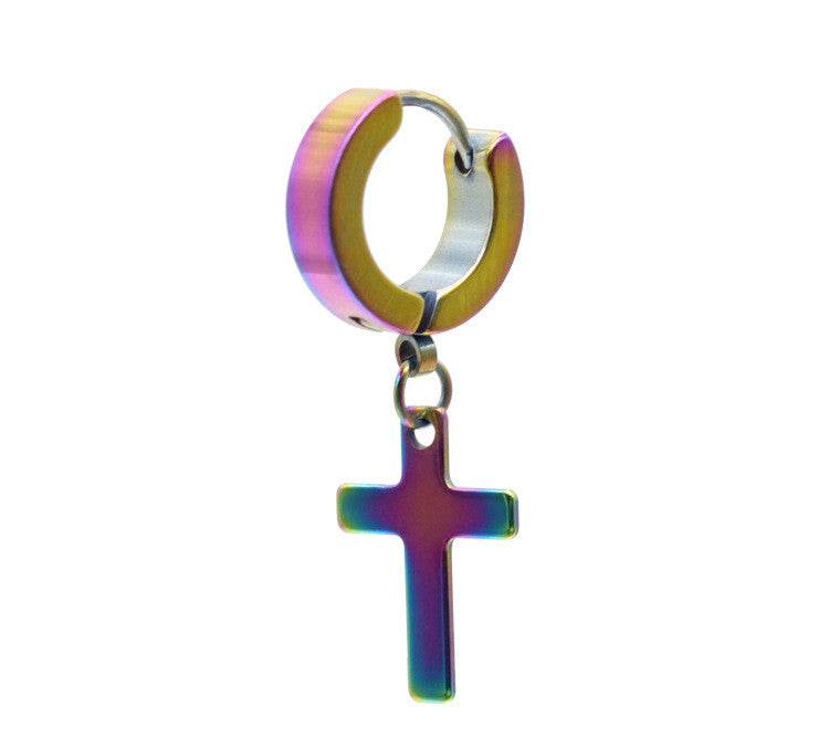 Titanium Steel Men's Cross Earrings Stainless Steel Cross - terrifictrend