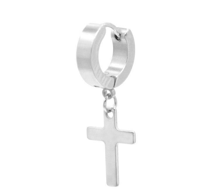 Titanium Steel Men's Cross Earrings Stainless Steel Cross - terrifictrend