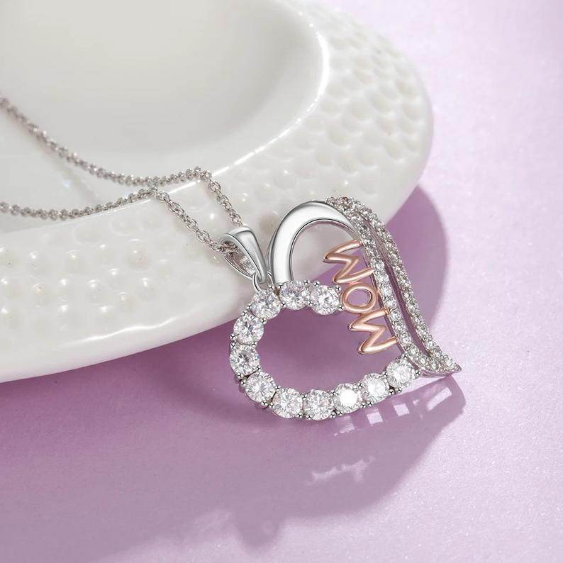 European And American Cross Border Jewelry Fashion Creative Mother'S Day Gift Mom Love Diamond Pendant Necklace Accessories - terrifictrend