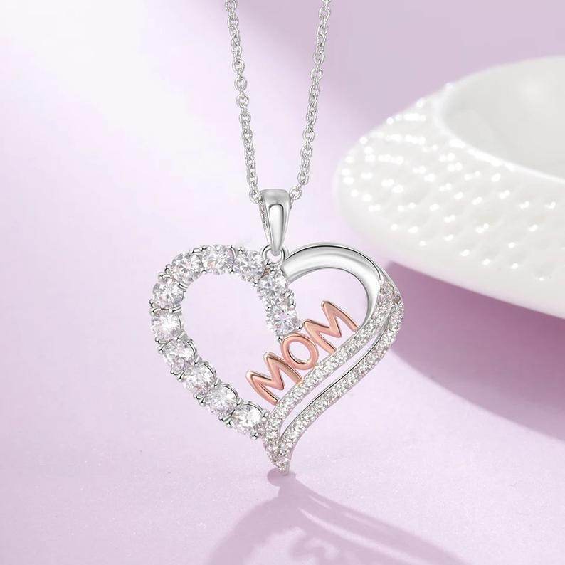 European And American Cross Border Jewelry Fashion Creative Mother'S Day Gift Mom Love Diamond Pendant Necklace Accessories - terrifictrend