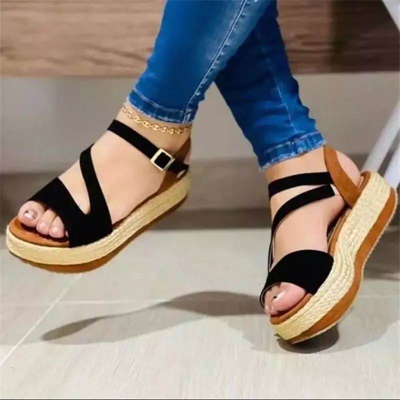 Platform Sandals Hollow Buckle Women's Shoes - terrifictrend