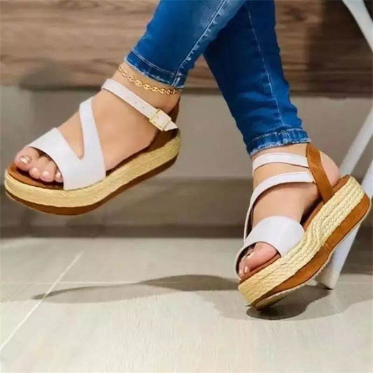 Platform Sandals Hollow Buckle Women's Shoes - terrifictrend