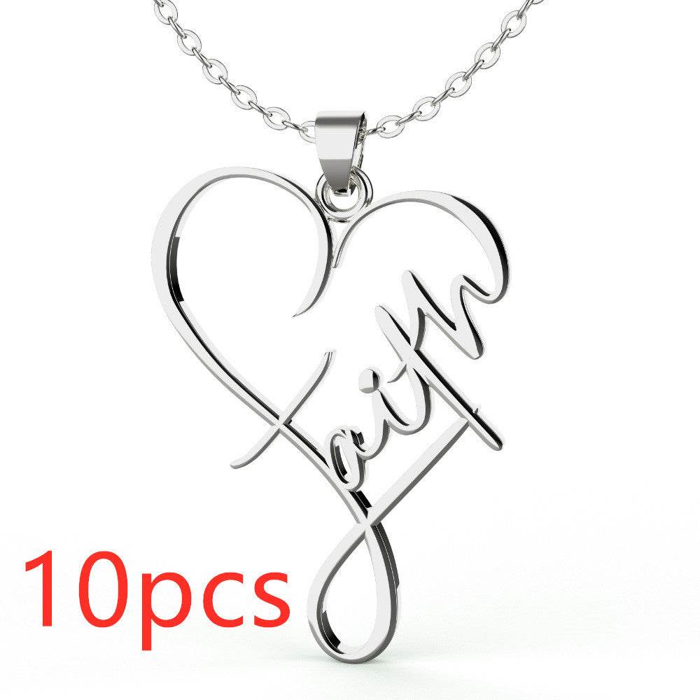 European And American Necklace Heart Of Faith Pendant - terrifictrend