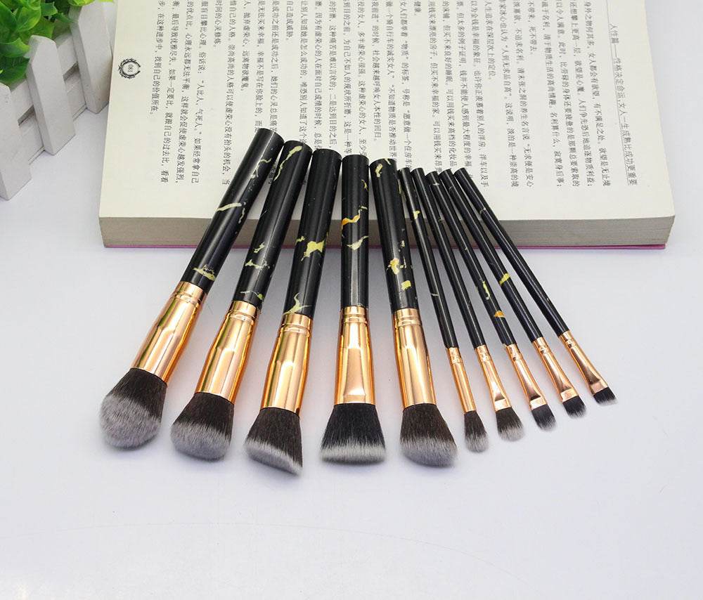 15 Marbled Design Makeup Brushes Set - terrifictrend