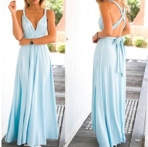 Women's Sexy Long Party Dress Club Floor-Length Summer Backless Bandage Maxi Dress Multiway Bridesmaids Boho Women Dress Vestidos - terrifictrend