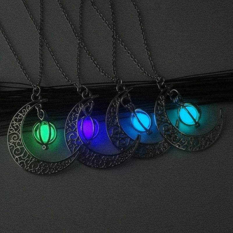 Fashion Moon Natural Glowing Stone Healing Necklace Women Gift Charm Luminous Pendant Necklace Jewelry - terrifictrend