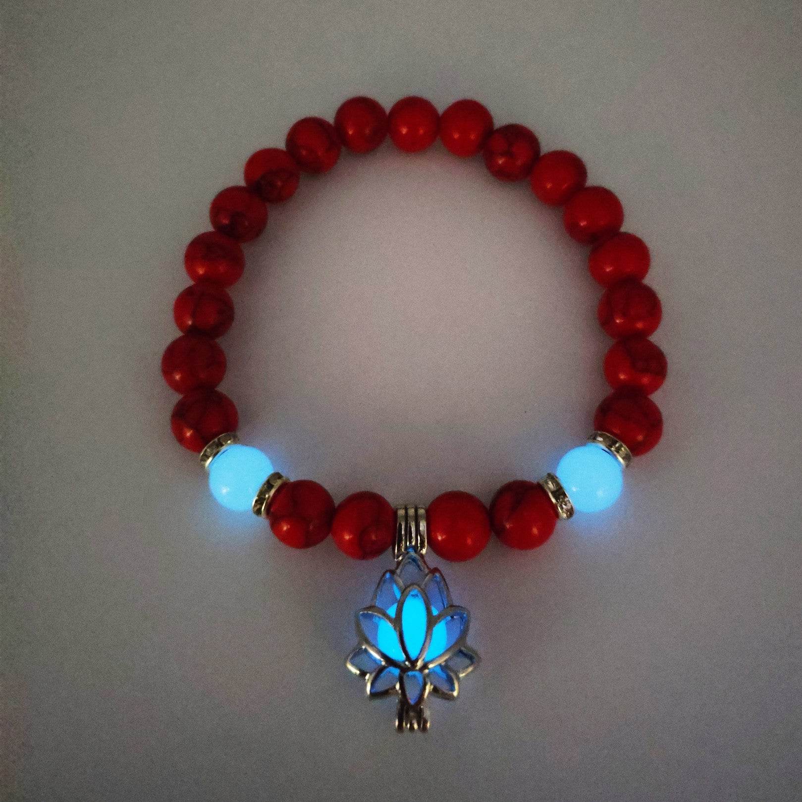Energy Luminous Lotus Natural Stone Bracelet Yoga Healing Luminous Glow In The Dark Charm Beads Bracelet For Men Women Prayer Buddhism - terrifictrend