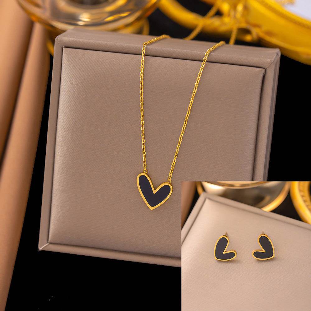 Stainless Steel Necklace Earrings Women's Jewelry Suit - terrifictrend