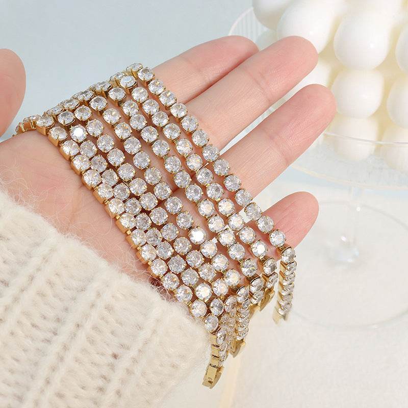 Women's Fashion And Fully-jewelled Zircon Bracelet Bling Chain Bracelet For Girl Titanium Steel Cubic Chain Jewelry Exquisite Gift - terrifictrend