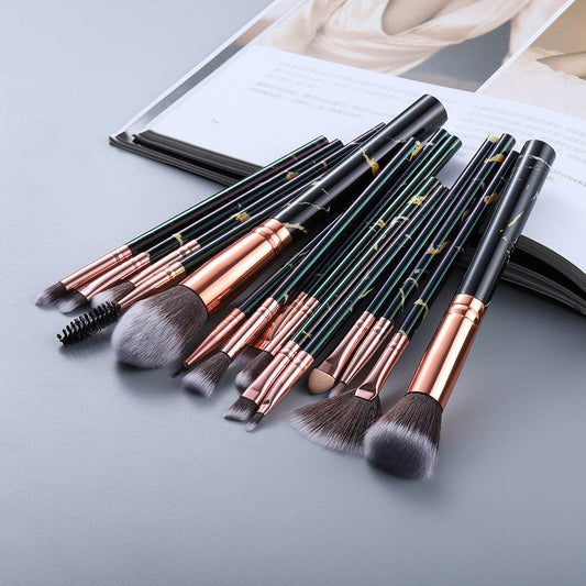 15 Marbled Design Makeup Brushes Set - terrifictrend