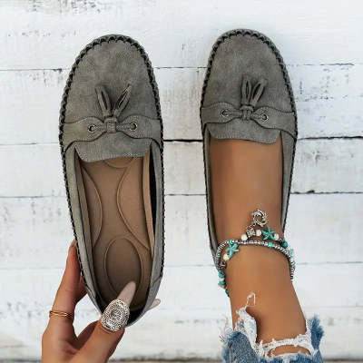 Women's Round Head Loafers Fashion Non-slip Soft Comfortable Flats Shoes - terrifictrend