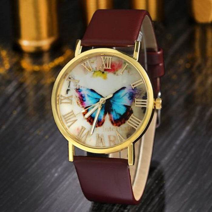 Roman scale butterfly belt watch Fashion universal gold shell watch - terrifictrend